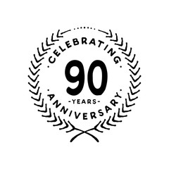 90 years design template. 90th vector and illustration.
