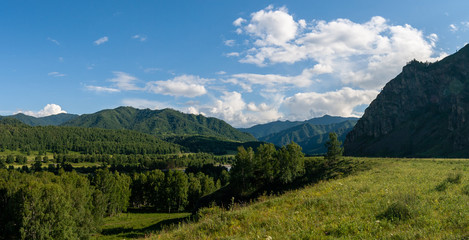 Fototapeta na wymiar View of the mountain river valley