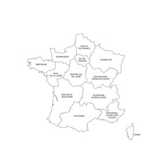 France Regions Map Line Vector