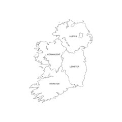 Ireland Regions Map Line Vector
