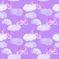 Seamless background with octopuses