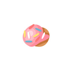 Cartoon vector illustration donut. Hand drawn font with sweet bun. Actual Creative art bake alphabet