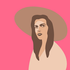 sexy beautiful woman in  hat  vector illustration flat