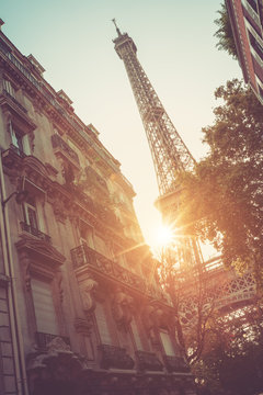 Eiffel Tower in Paris. Vintage style effect