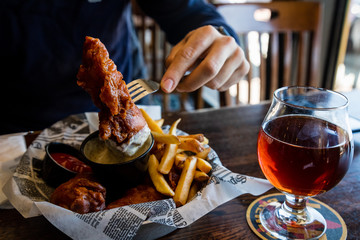 Fish and Chips with Cold Beer