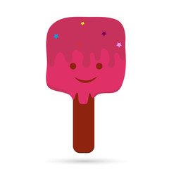 Ice cream icon covered with chocolate in a vase.
