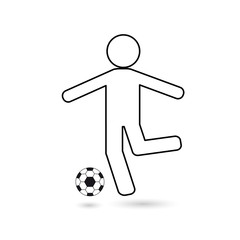 Icon of a football player with a black ball on a white background