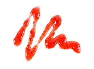 Raspberry jam spot isolated on white background