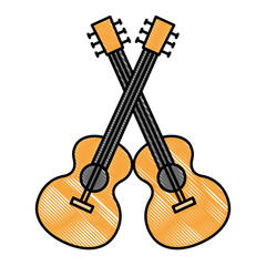 acoustic guitars crossed musical instrument vector illustration design