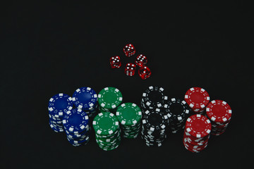 Gambling Concepts. Businessmen are gambling in the casino. Betting is a gamble for investors. Businessmen are playing card games on a black background.