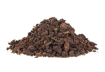 Heap of soil on a white background