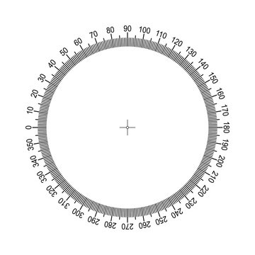 Circular Protractor. Protractor grid for measuring degrees. Tilt angle meter. Measuring tool. Measuring circle scale. Measuring round scale, Level indicator, circular meter AI10