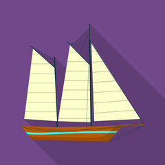 Brig ship icon. Flat illustration of brig ship vector icon for web design