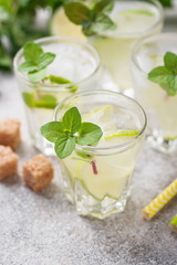 Summer  drink with lime and mint