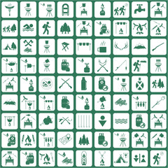 Set of travel and camping equipment icons