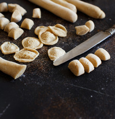 Making whole wheat flour pasta orecchiette