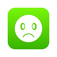 Sad emoticon digital green for any design isolated on white vector illustration