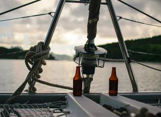 Beers on a Boat at Sunset 