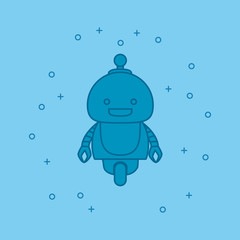cartoon robot icon over blue background, colorful design. vector illustration