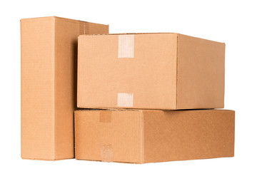 three carton boxes on white