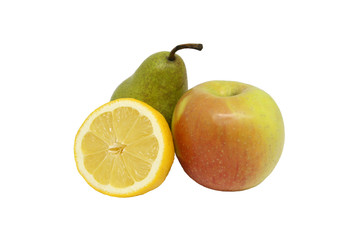 Exotic tropical fruit set lemon pear apple
