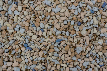 Closeup small beach stones from top view