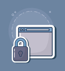 web interface with padlock over gray background, colorful design. vector illustration