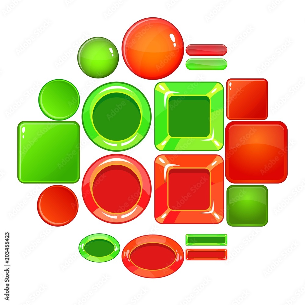 Poster blank web buttons icons set. cartoon illustration of 16 blank buttons vector icons for web