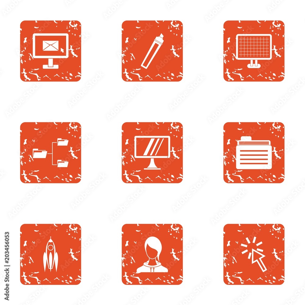 Poster vpn icons set. grunge set of 9 vpn vector icons for web isolated on white background