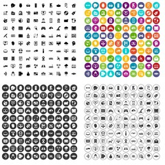 100 virtual icons set vector in 4 variant for any web design isolated on white