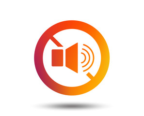 Speaker volume sign icon. No Sound symbol. Blurred gradient design element. Vivid graphic flat icon. Vector
