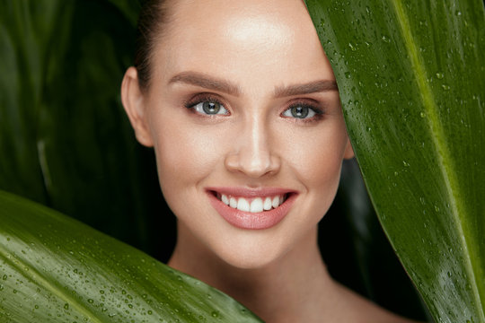 Natural Skin Beauty. Beautiful Woman With Healthy Face