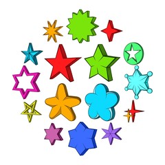 Obraz premium Star icons set in pop-art style isolated on white background