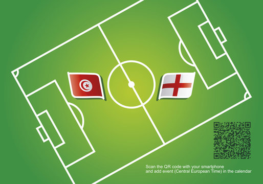 Tunisia vs England flags vector green QR Code background
