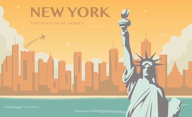 Obraz premium Statue of Liberty. New York landmark and symbol of Freedom and Democracy. Vector