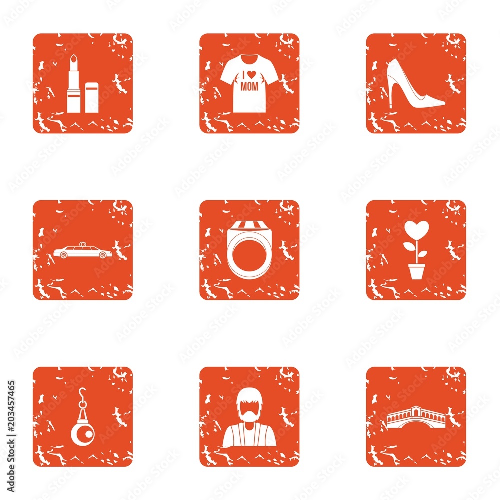 Aufkleber fatal lady icons set. grunge set of 9 fatal lady vector icons for web isolated on white background
