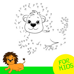 Logical game for preschool children. Connect by points. Lionet. 