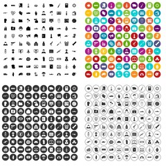 100 war icons set vector in 4 variant for any web design isolated on white