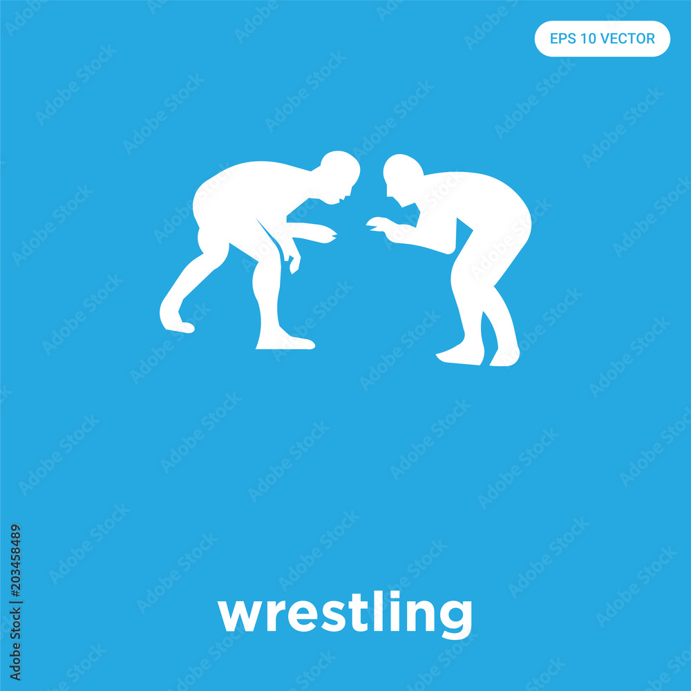 Wall mural wrestling icon isolated on blue background