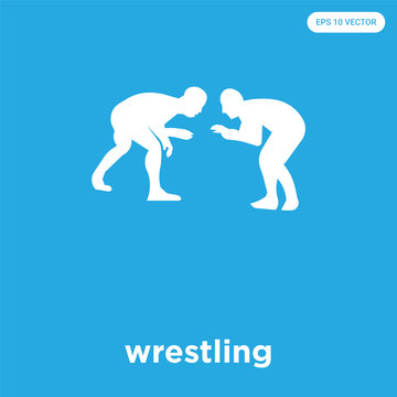wrestling icon isolated on blue background