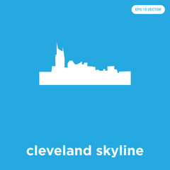 cleveland skyline icon isolated on blue background