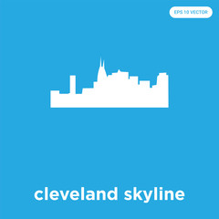 cleveland skyline icon isolated on blue background