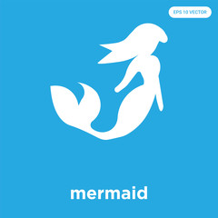 mermaid icon isolated on blue background