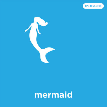 mermaid icon isolated on blue background
