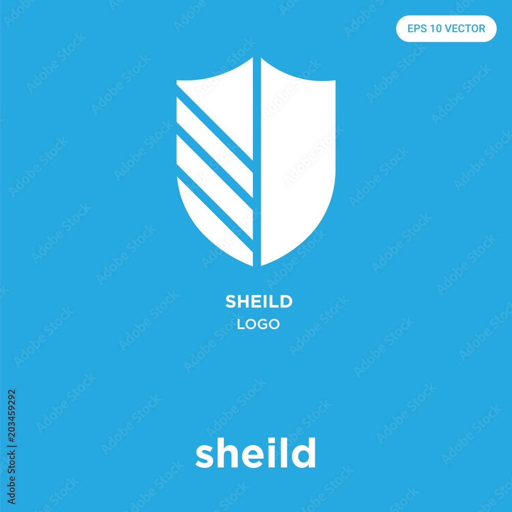 Poster sheild icon isolated on blue background