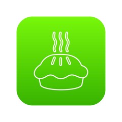 Hot cupcake icon green vector isolated on white background