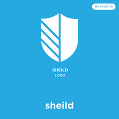 sheild icon isolated on blue background