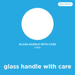 glass handle with care icon isolated on blue background