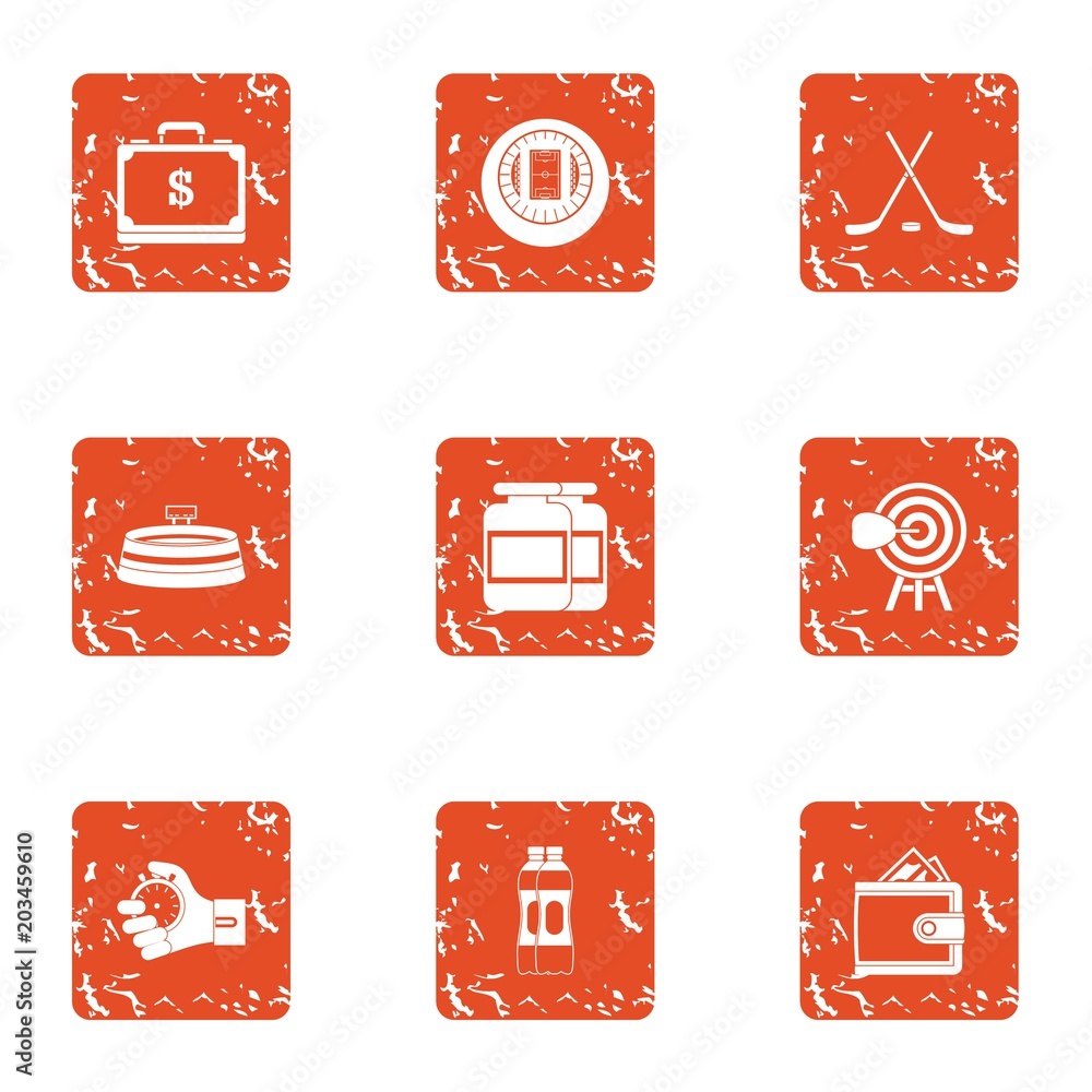 Poster propertied icons set. grunge set of 9 propertied vector icons for web isolated on white background