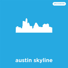 austin skyline icon isolated on blue background